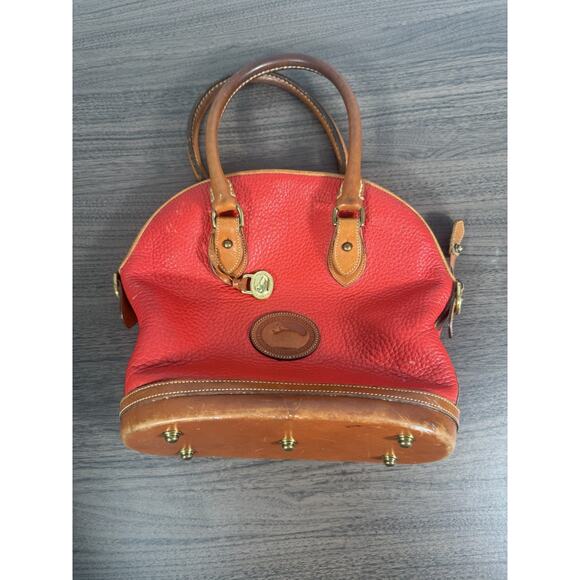 Vintage Dooney & Bourke all weather leather satchel bag. red pebbled leather - Picture 1 of 16